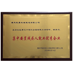 集中安置殘疾人就業優秀企業證書